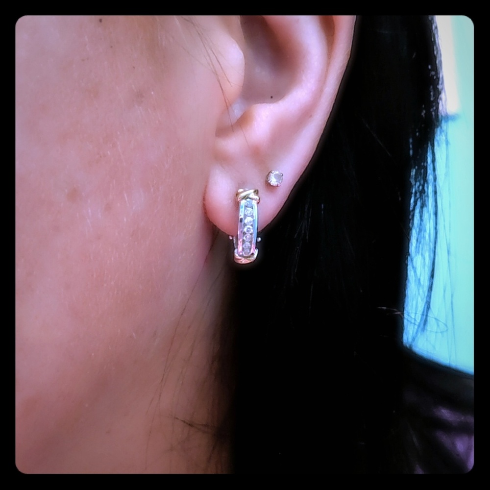 Two-tone, diamond earrings